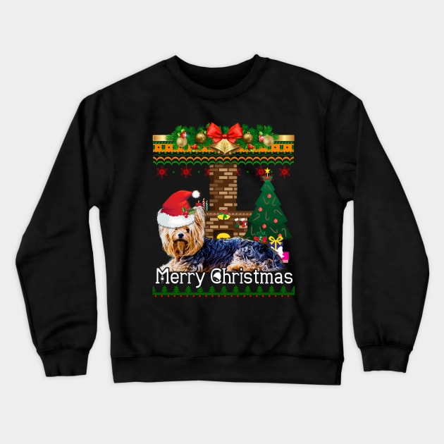 Ugly Christmas Sweater YORKSHIRE TERRIERS Crewneck Sweatshirt by LaurieAndrew